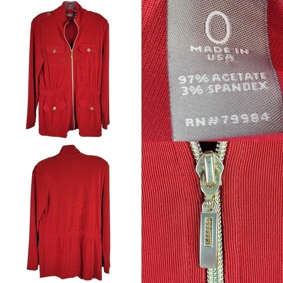 Travelers by Chicos Jacket Women's Size 0 US Small Red Zip Up Shirt Jacket - Picture 1 of 11